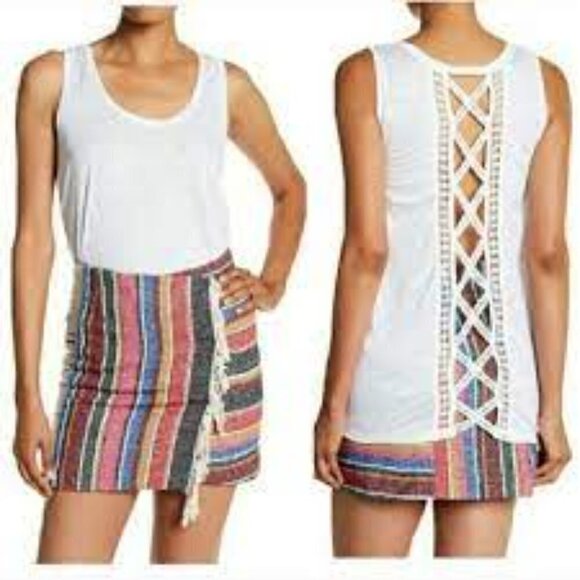 Sandro Tops - Sandro Paris Linen Lattice Back Tank Top